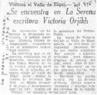 Se encuentra en La Serena escritora Victoria Orjikh.