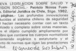 Nueva legislación sobre salud y previsión social.