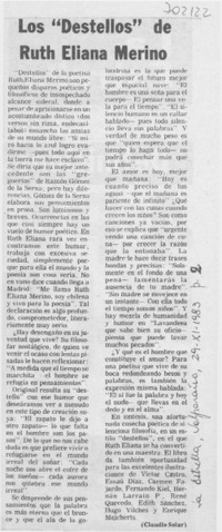 Los "destellos" de Ruth Eliana Merino
