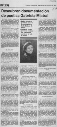 Descubren documentación de poetisa Gabriela Mistral.