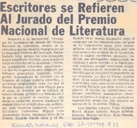 Escritores se refieren al jurado del Premio Nacional de Literatura.
