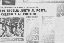 Desde Argelia junto al poeta, al chileno y al político.