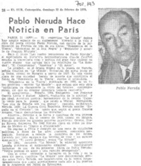 Pablo Neruda hace noticia en París.