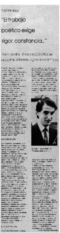 El trabajo poético exige rigor, constancia --"