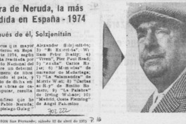 Obra de Neruda, la más vendida en España - 1974.