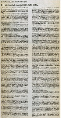 El Premio Municipal de Arte 1982.