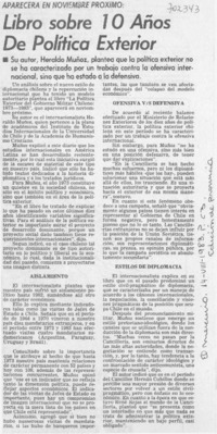 Libro sobre 10 años de política exterior.
