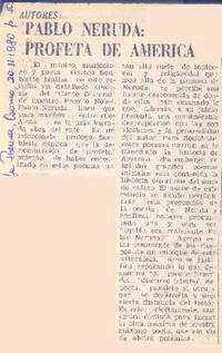 Pablo Neruda: profeta de América.