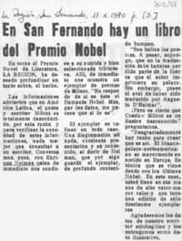 En San Fernando hay un libro del Premio Nobel.