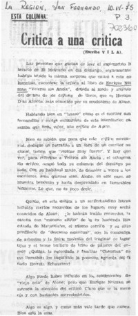 Crítica a una crítica