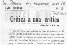 Crítica a una crítica