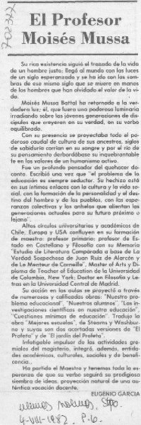 El profesor Moisés Mussa.