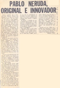 Pablo Neruda, original e innovador