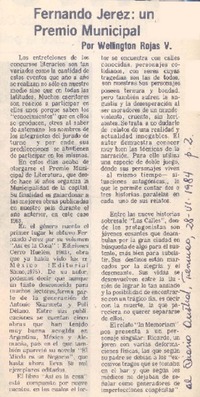 Fernando Jerez: un Premio Municipal