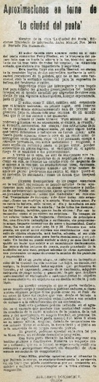 Aproximaciones en torno de "La ciudad del poeta"