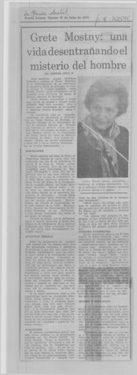 Grete Mostny: una vida desentrañando el misterio del hombre