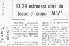 El 29 estrenará obra de teatro el grupo "ALfa".