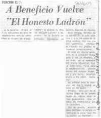 A beneficio vuelve "El honesto ladrón".