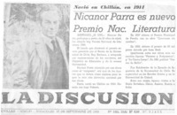 Nicanor Parra es nuevo Premio Nac. Literatura.