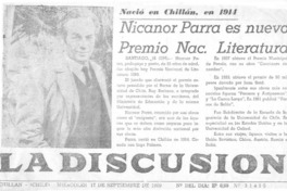 Nicanor Parra es nuevo Premio Nac. Literatura.