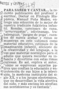 Para saber y cantar...