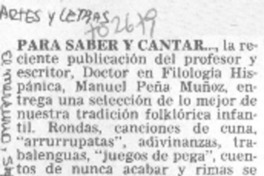 Para saber y cantar...