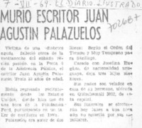 Murió escritor Juan Agustín Palazuelos.