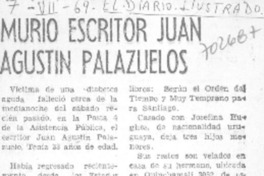 Murió escritor Juan Agustín Palazuelos.