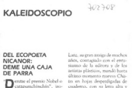Del ecopoeta Nicanor: deme una caja de Parra.