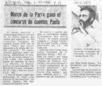 Marco Antonio de la Parra ganó el concurso de cuentos Paula.
