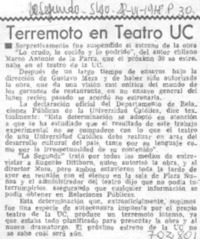 Terremoto en teatro UC.