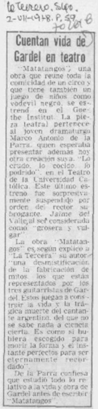 Cuentan vida de Gardel en teatro.