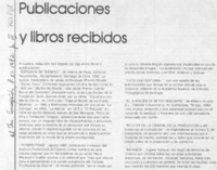 Publicaciones y libros recibidos.