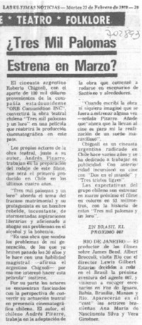 ¿Tres mil palomas estrenan en marzo?