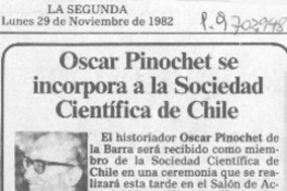 Oscar Pinochet se incorpora a la Sociedad Científica de Chile.