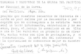 Testimonios y recuerdos de la Guerra del Pacífico.