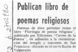 Publican libro de poemas religiosos.