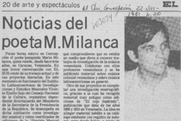 Noticias del poeta M. Milanca