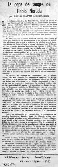 La copa de sangre de Pablo Neruda