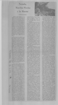Neruda, Macchu Picchu y la muerte