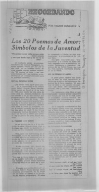 Los 20 poemas de amor, símbolos de la juventud