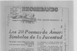 Los 20 poemas de amor, símbolos de la juventud