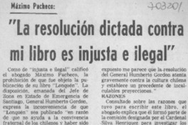 "La Resolución dictada contra mi libro es injusta e ilegal".