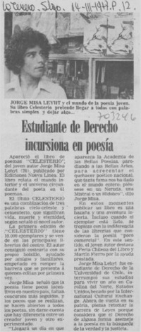 Estudiante de derecho incursiona en poesía.