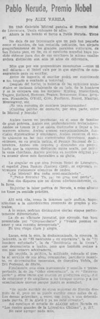 Pablo Neruda, Premio Nobel