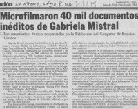 Microfilmaron 40 mil documentos inéditos de Gabriela Mistral.