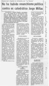 No ha habido revanchismo político contra ex catedrático Jorge Millas.