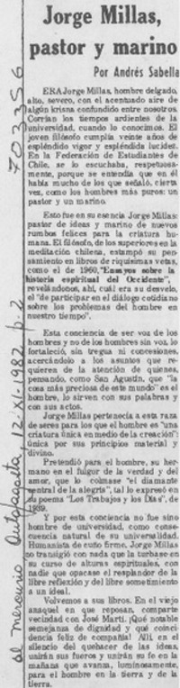 Jorge Millas, pastor y marino