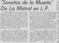 Sonetos de la muerte" de la Mistral en L. P.