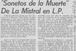 Sonetos de la muerte" de la Mistral en L. P.